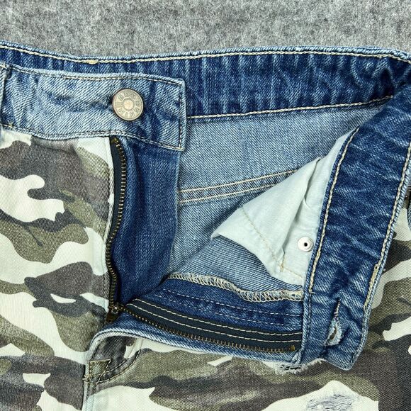 BDG Shorts Womens‎ 28 Blue Camo High Rise Dree Cheeky Frayed Cutoff Denim Jeans - Picture 4 of 13